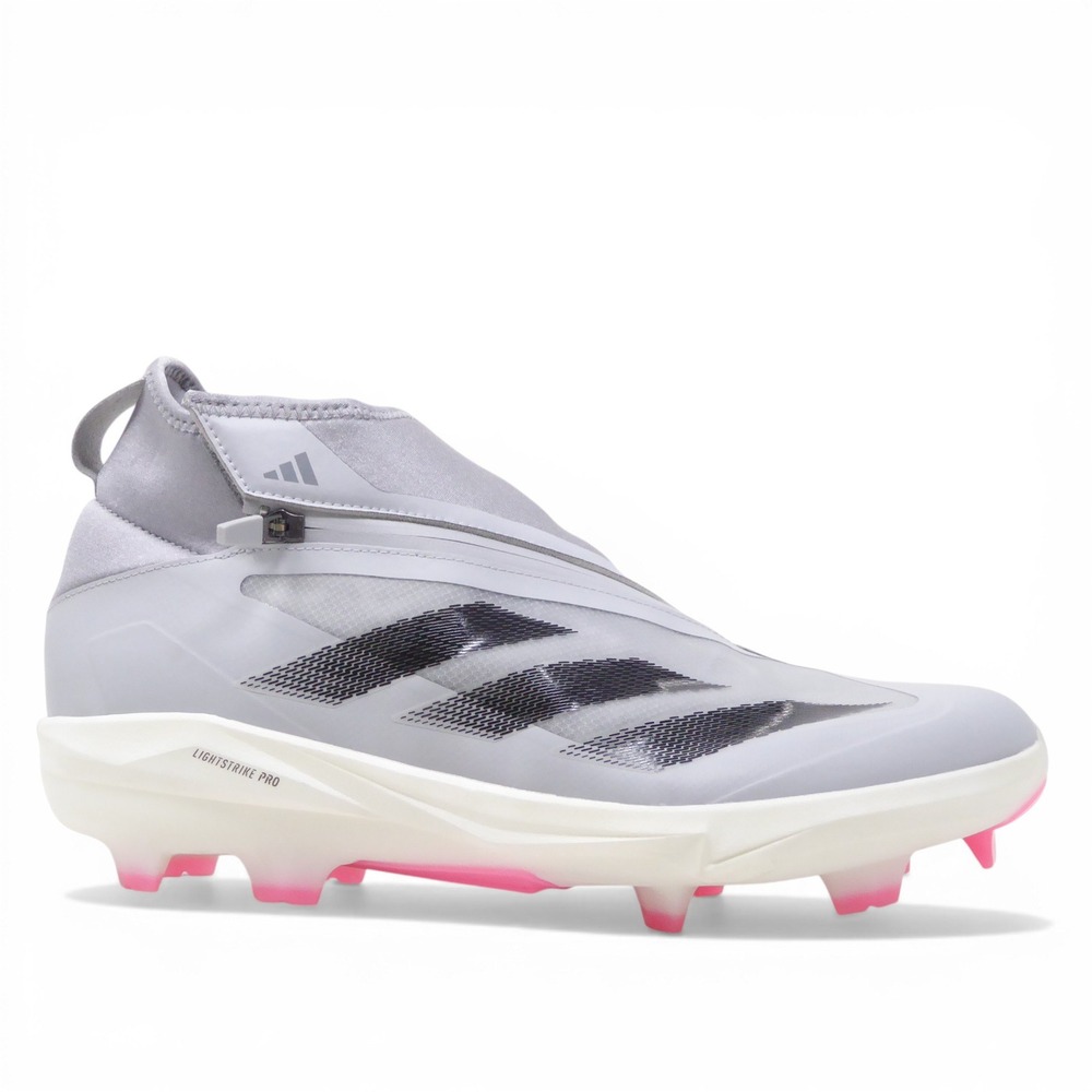 Adidas Mens Baseball Cleats Zip Gray Pink Adizero Impact+ TPU ID0976 Size 14
